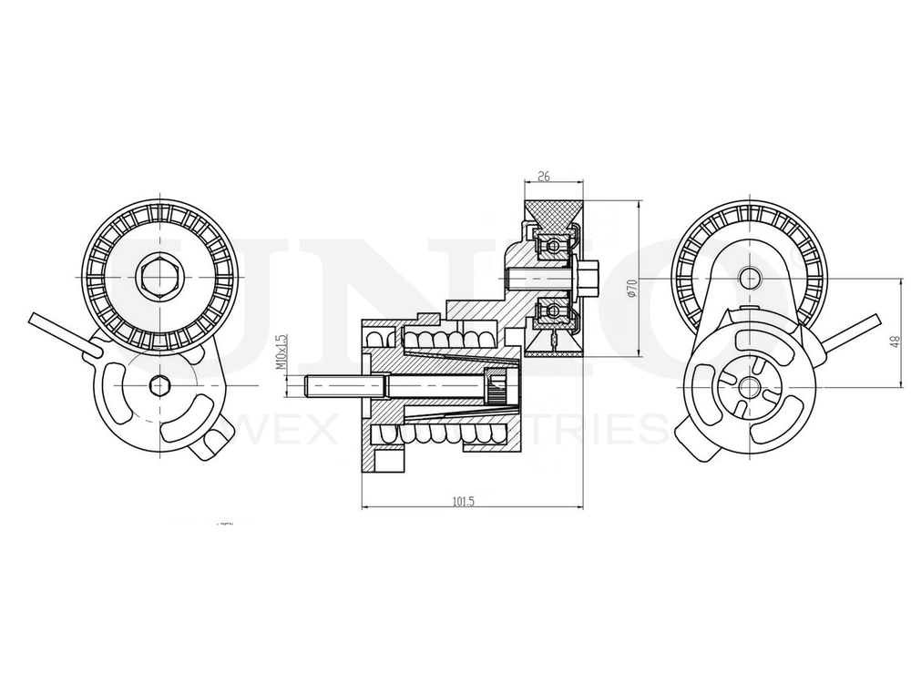 Ролик с натяжителем приводного ремня UNIO TNS-10259