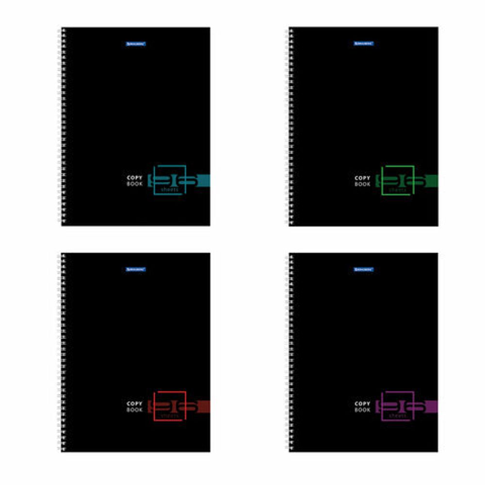 Тетрадь А4, 96 л., BRAUBERG, гребень, клетка, глянцевый лак, "Dark", 404060, 4шт