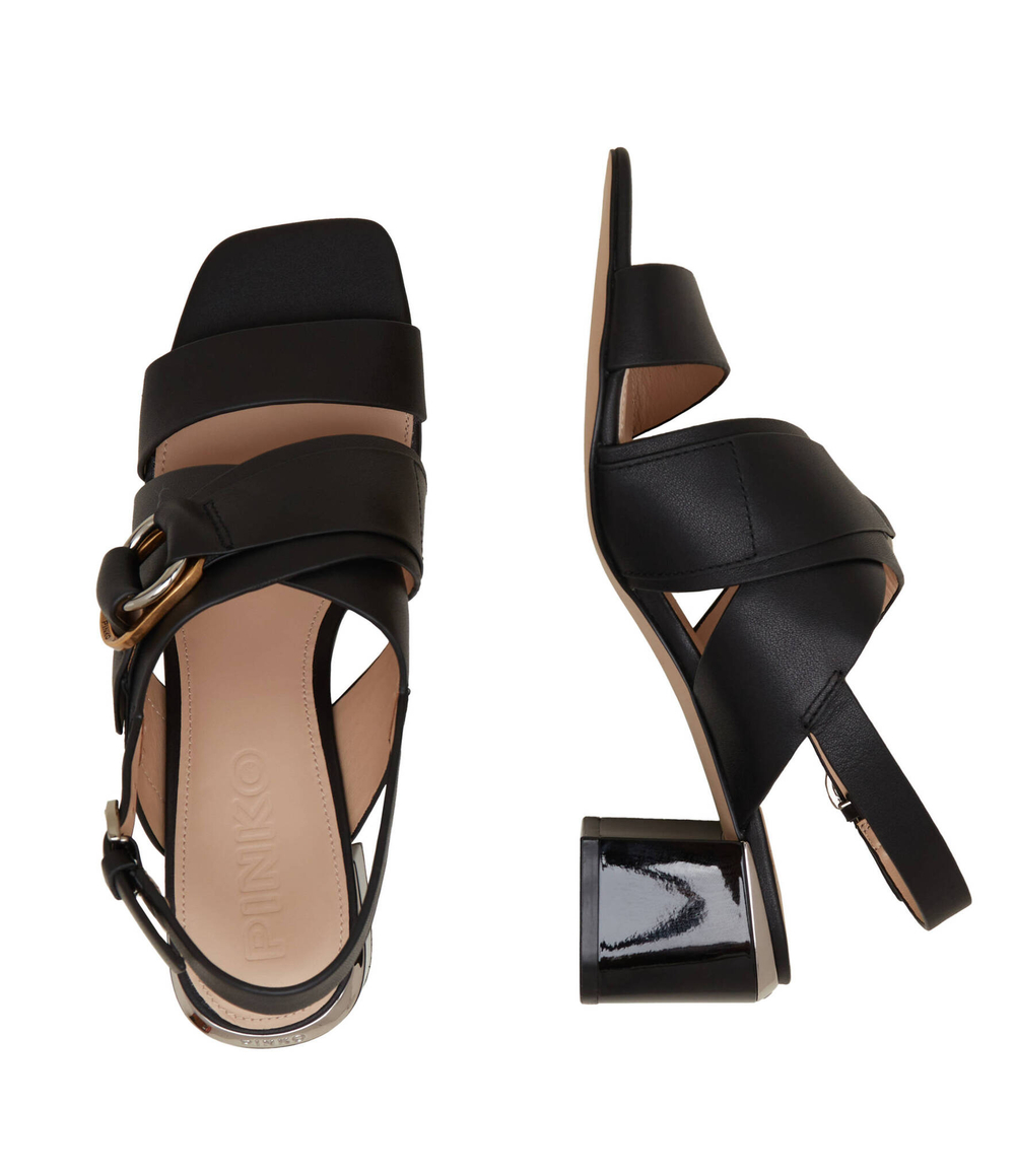 Кожаные босоножки на каблуке Pinko - черный(SD0055 P001)