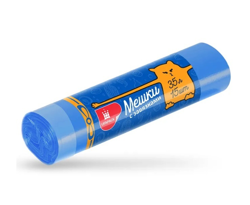 ПАКЕТЫ Д/МУСОРА С ЗАВЯЗКАМИ ПВД (СИНИЕ) 35Л 15ШТ 2929