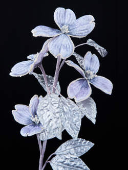 Веточка с листьями кизила 25x61см ChristmasDeLuxe белая