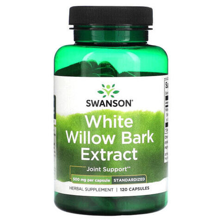 Растительные экстракты и настойки Swanson, Экстракт коры белой ивы, 500 мг, 120 капсул
