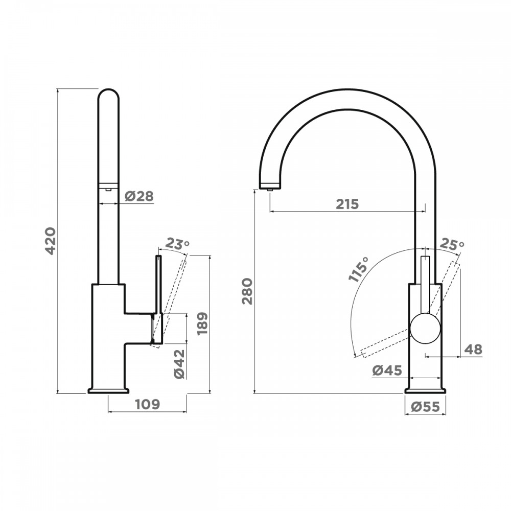 Смеситель Okawa 2 Plus-GB нерж. сталь/графит