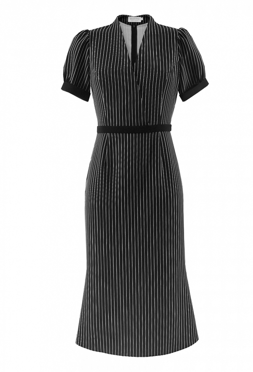 Креповое платье с коротким рукавом и V-образным вырезом 07-01-20 SS