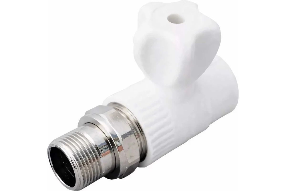 Кран шаровой для радиатора Белый d20x1/2 прямой PP-RTP н/р