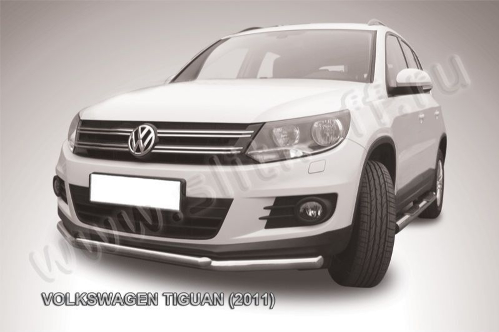 Защита переднего бампера (нержавейка) Volkswagen Tiguan (2011-2016) d57+d42