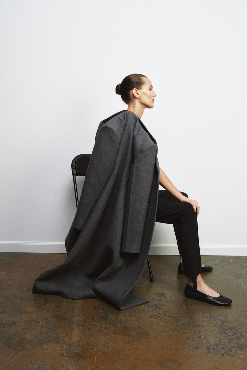 ZARA ПРИТАЛЕННОЕ ПАЛЬТО ИЗ ШЕРСТИ MANTECO — ZW COLLECTION LIMITED EDITION, ТЕМНО-СЕРЫЙ