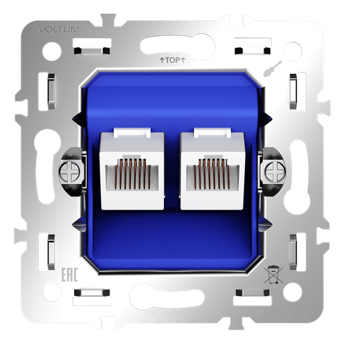 Механизм розетки компьютерной двойной RJ45+RJ45 кат.6,  Voltum S70 VLS0602M