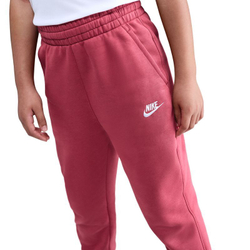 Брюки для девочки Nike Kids Sportswear Club Fleece High-Waisted Fitted - sweet beet/white