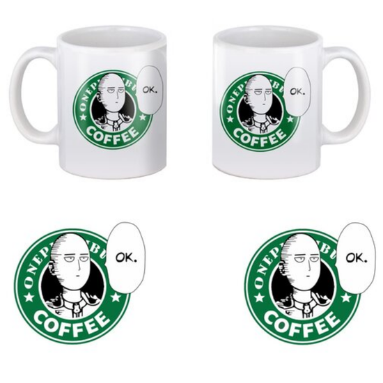 Кружка керамическая Ванпанчмен Сайтама кофе, One Punch Man, 330 мл