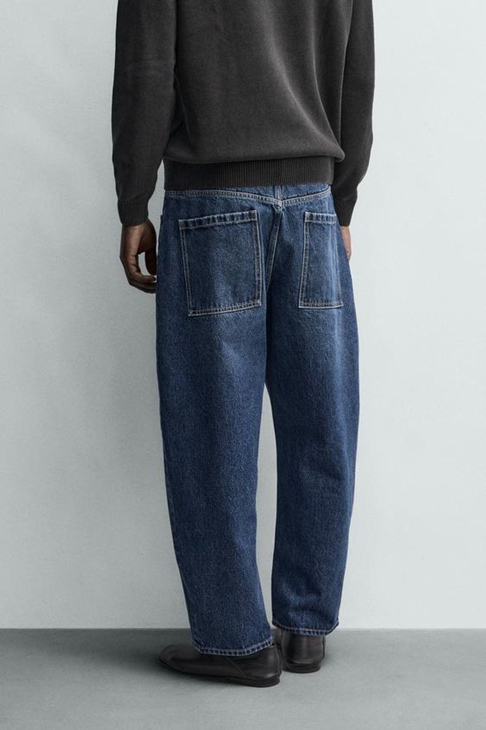 ZARA ДЖИНСЫ TAPERED WIDE FIT, СИНИЙ
