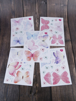 Наклейки бабочки акварельные для декорирования интерьера