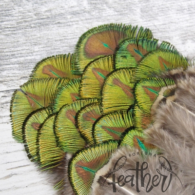 Перо павлина золотое (20 шт)