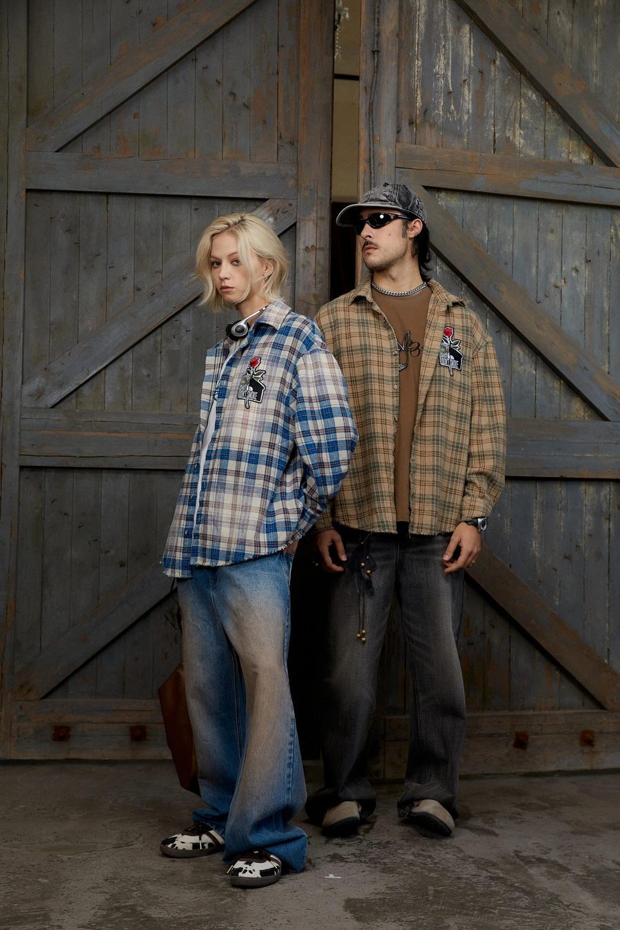 Рубашка DONSMOKE Washed Effect Plaid Shirt