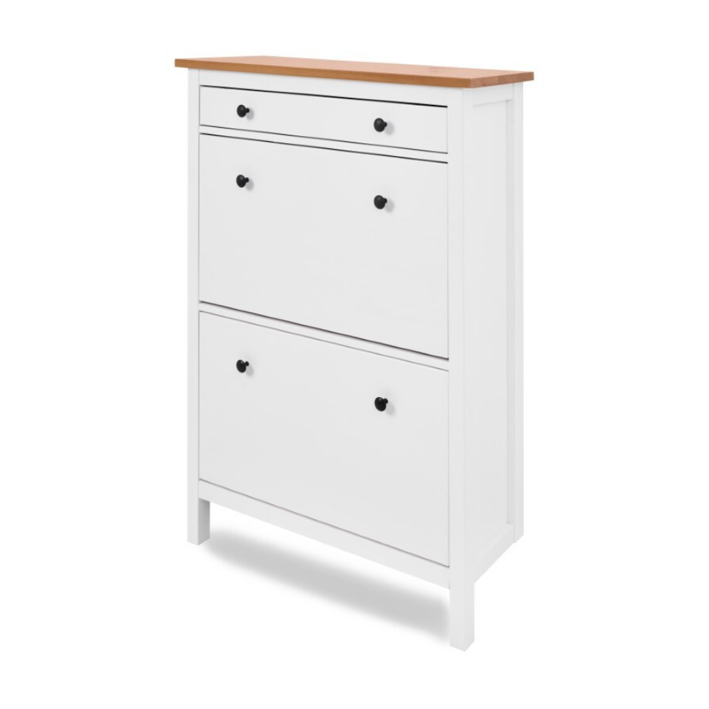 Обувница 3 ящика КЫМОР (HEMNES), 89х31х128 см, белый/светло-коричневый