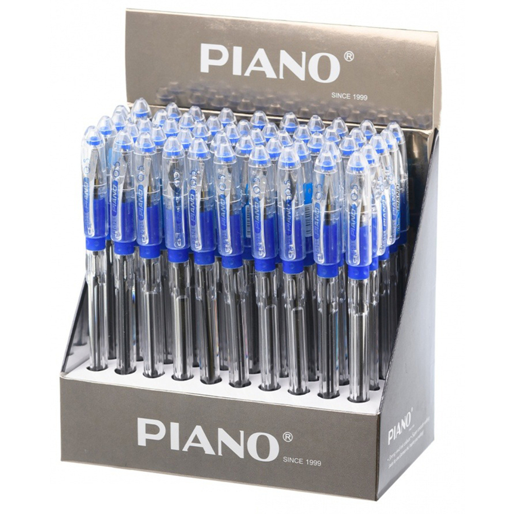 Ручка шариковая, масляная, Piano, синие чернила, серия "Classic", прозрачный корпус, 50 шт