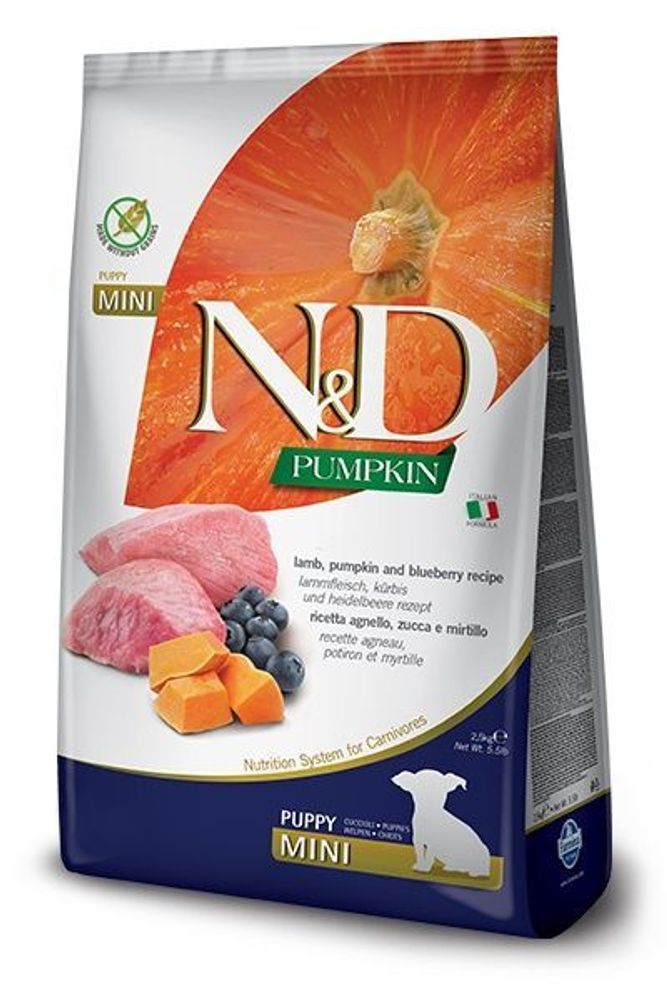 N&amp;D puppy 800г беззерновой корм для щенков мелких пород ягненок с черникой и тыквой
