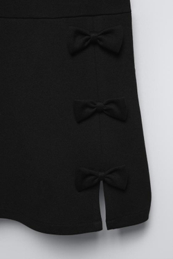 ZARA КОРОТКИЙ КОМБИНЕЗОН С БАНТАМИ, ЧЕРНЫЙ