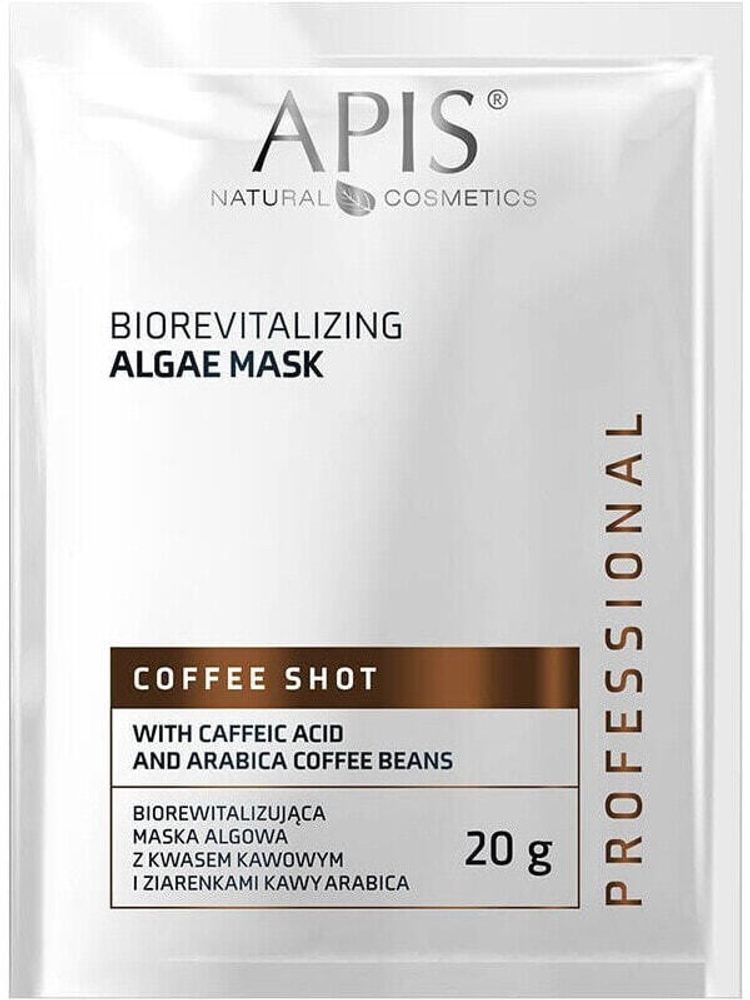 Маски Apis Apis Coffee Shot biorewitalizująca maska algowa z kwasem kawowym i ziarenkami kawy arabica 20g