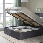 Кровать с местом для хранения  - IKEA IDANÄS/IDANAS, 200х160 см, темно-серый, ИДАНЭС ИКЕА