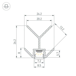 Профиль PIK-F-EXT-2000 (Arlight, Алюминий) 063317