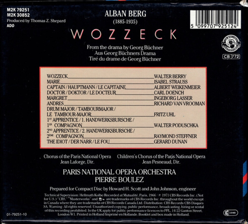 Pierre Boulez, Orchestre & Choir De L'Opera, Paris, Walter Berry, Isabel Strauss / Alban Berg: Wozzeck (2CD)