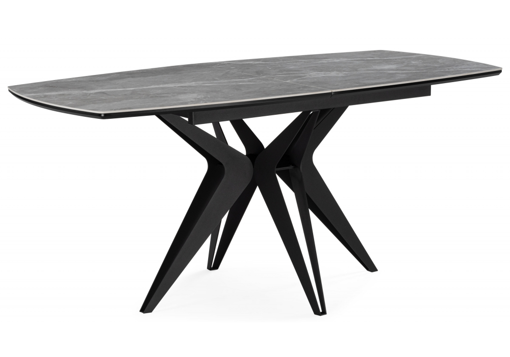 Керамический стол Woodville Риполь 160(205)х89 larka grey, черный