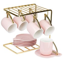 Чайный набор на металлической подставке 12пр. " . Pink" (6 персон) v=240 мл (подарочная уп