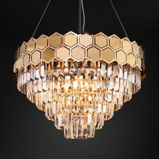 10124/8 / подвесной светильник / золото/прозрачный хрусталь Strotskis
