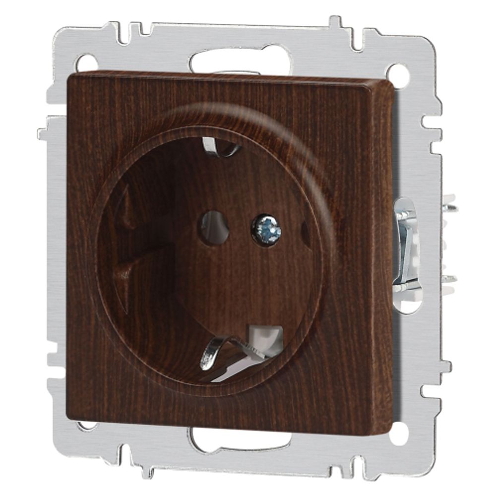 Розетка Intro Accent 6-202-10 2P+E Schuko 16А-250В IP20 СУ AL/CU венге | Intro