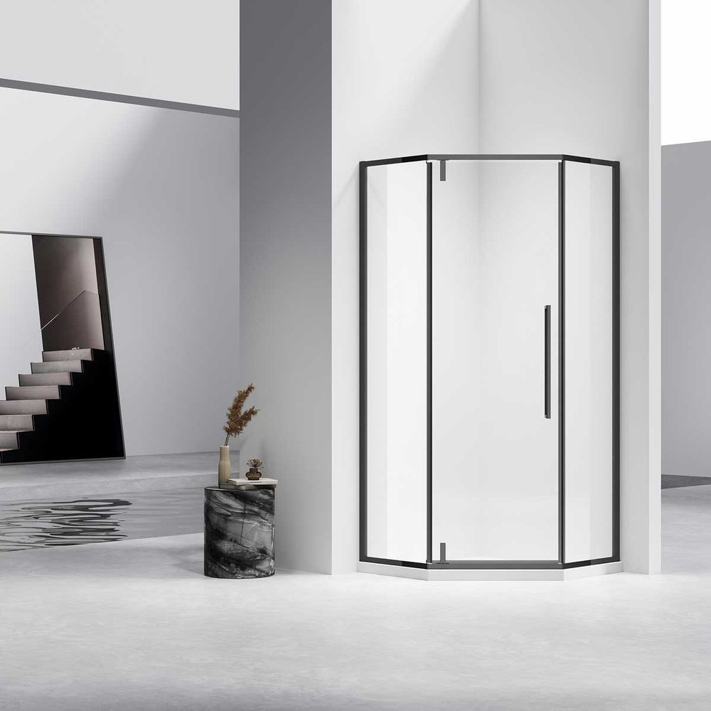 Душевой уголок Слим-Н (Slim-N) Vincea VSP-4SN900CLB, 900*900, черный, стекло прозрачное