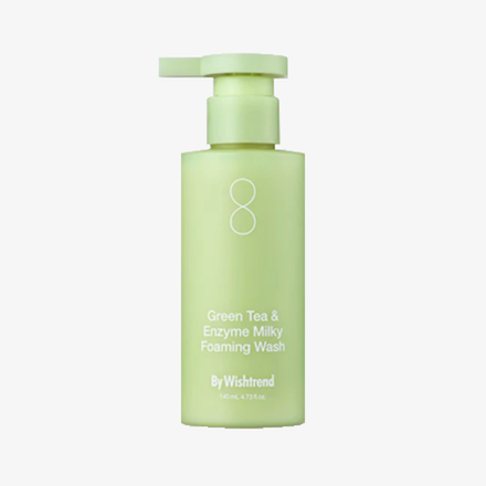 BY WISHTREND Пенка очищающая энзимная с зелёным чаем - Green tea & enzyme milky foaming wash, (140мл)