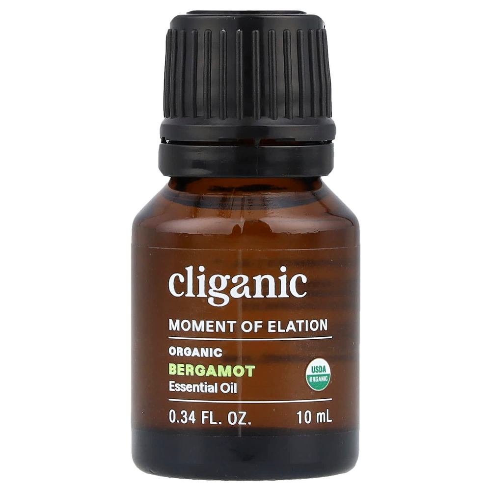 Cliganic, Moment of Elation ™, органическое эфирное масло бергамота, 10 мл (0,34 жидк. Унции)