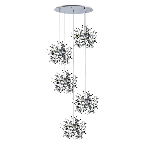 L5PR721134 Подвес пятерной круглый EXTRA 5x3x5W(led) G9  (721134 - 5 + 572154 -1) ХРОМ