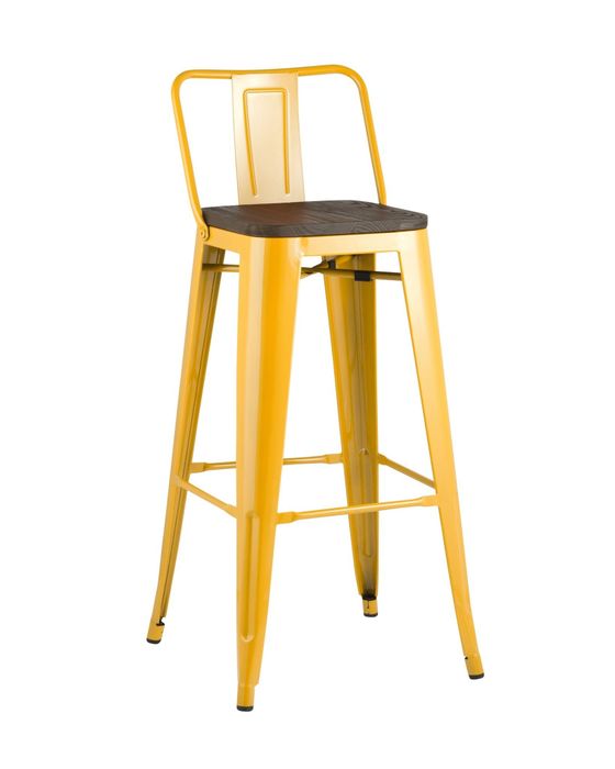 Стул барный TOLIX WOOD со спинкой желтый Stool Group