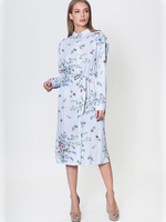 Платье-рубашка с длинным рукавом (Размер: XL) (Цвет: голубой)