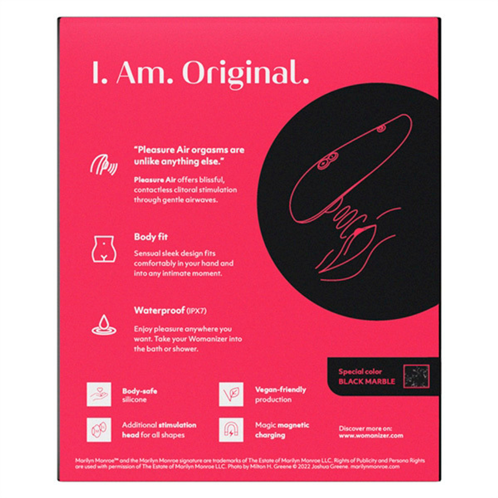 Мраморно-черный бесконтактный стимулятор для клитора Womanizer Classic 2 Marilyn Monroe Black Marble WZ222SGZ