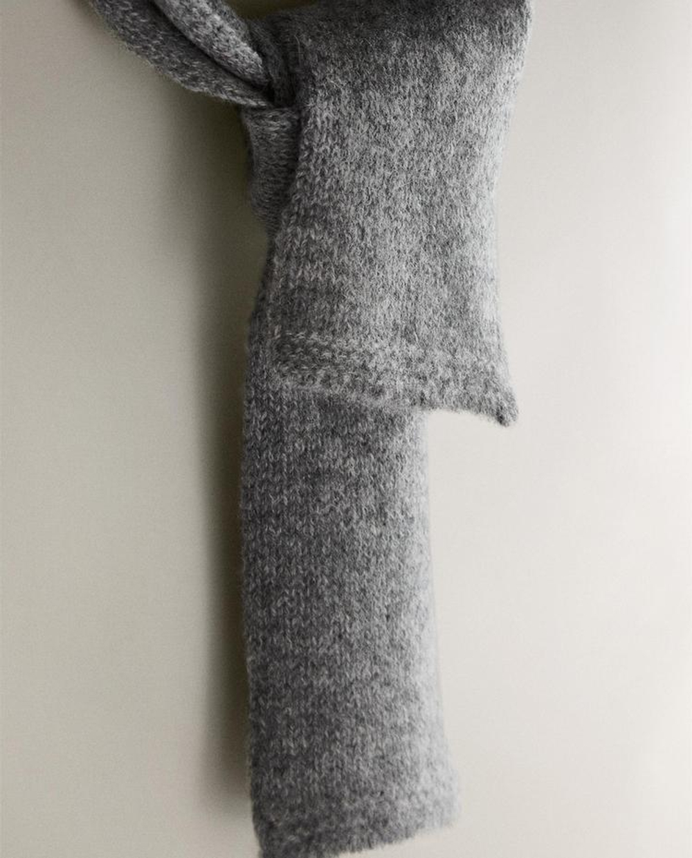 ZARA HOME КАШЕМИРОВАЯ ШАПКА С ШАРФОМ, СЕРЫЙ