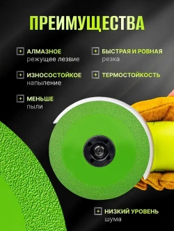 Диск отрезной 3шт. 125 x 1,5 x 22,23 для резки стекла, керамической плитки, керамогранита, зеленый