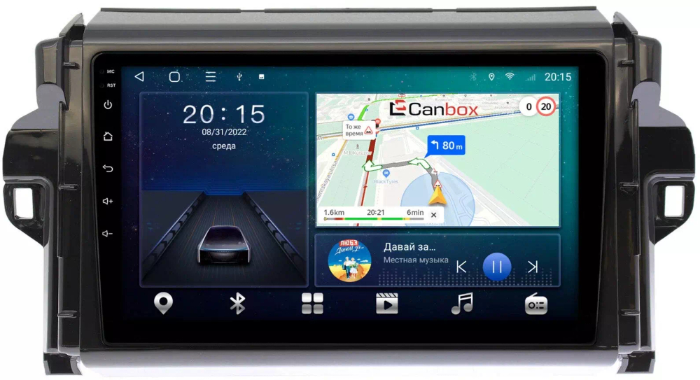Магнитола для Toyota Fortuner 2015-2022 - CanBox 9106 Android 10, 8-ядер, SIM-слот