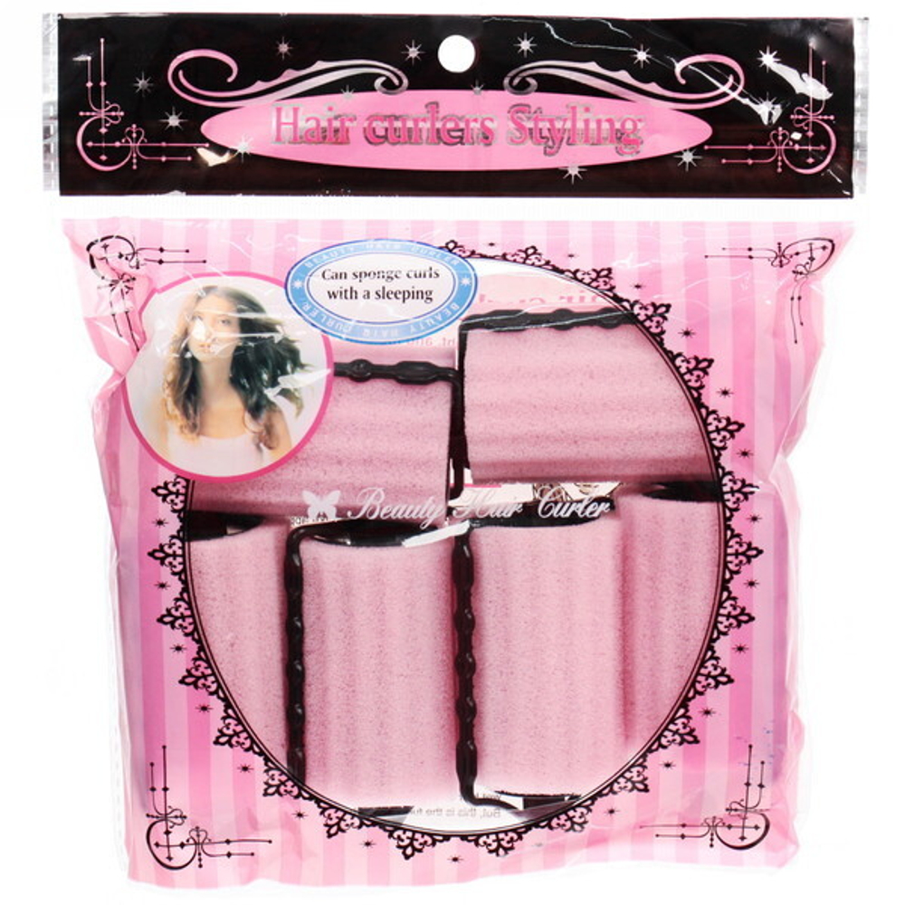 Бигуди поролоновые с зажимом 8шт «Styling», цвет розовый, d=3,5см