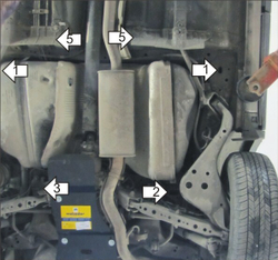 Защита Топл. бака. 3 мм, Сталь. для Nissan X-Trail 2007-2010, Nissan X-Trail 2015-2022, Nissan X-Trail 2010-2015 MOTODOR.11414