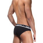 Черные мужские трусы-слипы с контрастными надписями на резинке (Размер: S) (Цвет: черный)