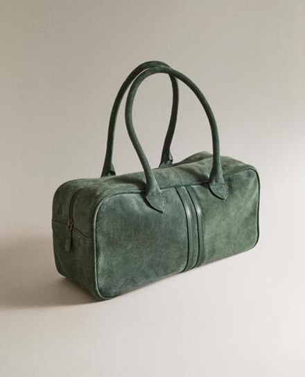ZARA HOME СУМКА ИЗ НАТУРАЛЬНОЙ КОЖИ, ЗЕЛЕНЫЙ