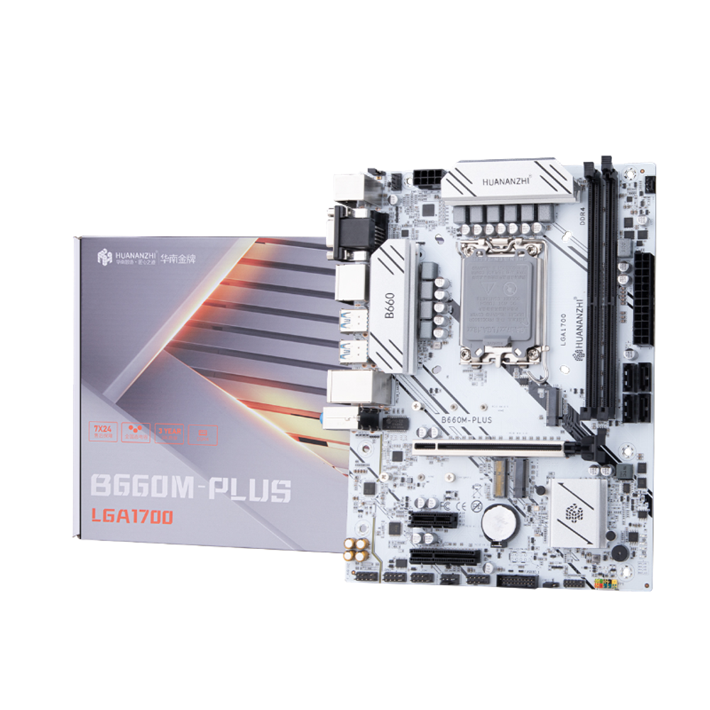 Материнская плата HUANANZHI B660M-PLUS, Socket1700, mATX, Retail, 2xDDR4, PCIe5.0, 2xM.2, 2.5GLAN, M.2 WiFi, PS2, 4xUSB2, 6xUSB3, VGA, 2xHDMI, DP (HNZ-B660M-PLUS)
