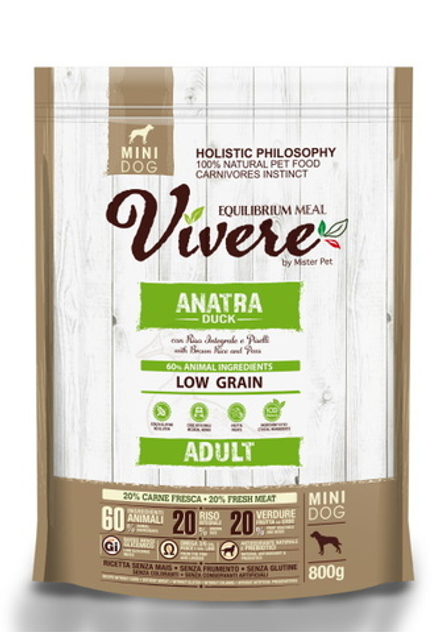 Сухой корм VIVERE MINI для собак малых пород утка 800 г