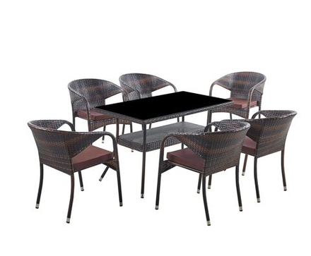 Комплект мебели из искусственного ротанг стол Рио и  6 кресел Греция Dark Brown
