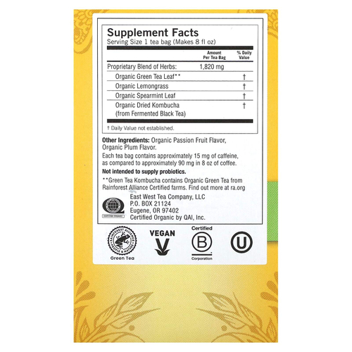 Yogi Tea, зеленый чай комбуча, 16 чайных пакетиков, 32 г (1,12 унции)