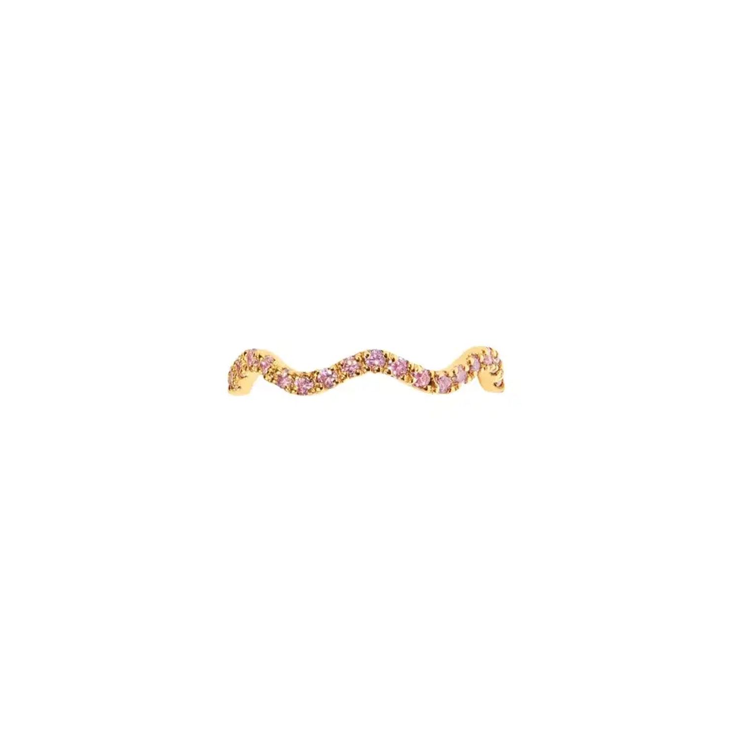 Кольцо Wave Pave Ring - Gold Pink