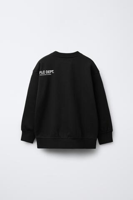 ZARA БАЗОВАЯ ТОЛСТОВКА С НАДПИСЬЮ, ЧЕРНЫЙ